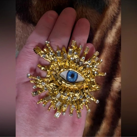 Surrealism Blue Eyes Baroque Eyes Adjustable Ring - Picture 6 of 10